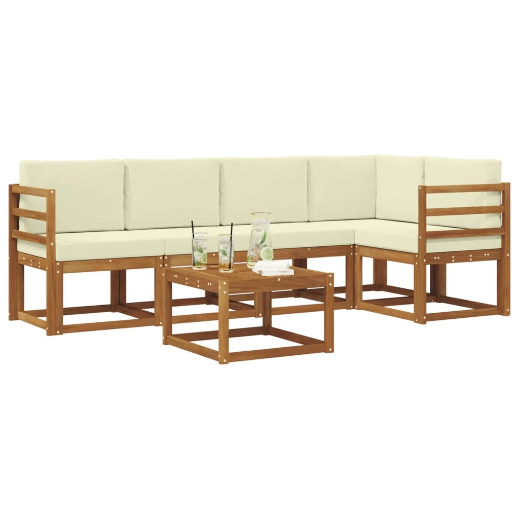 Set di divani da esterno con cuscino 6 pcs Naturale e Crema