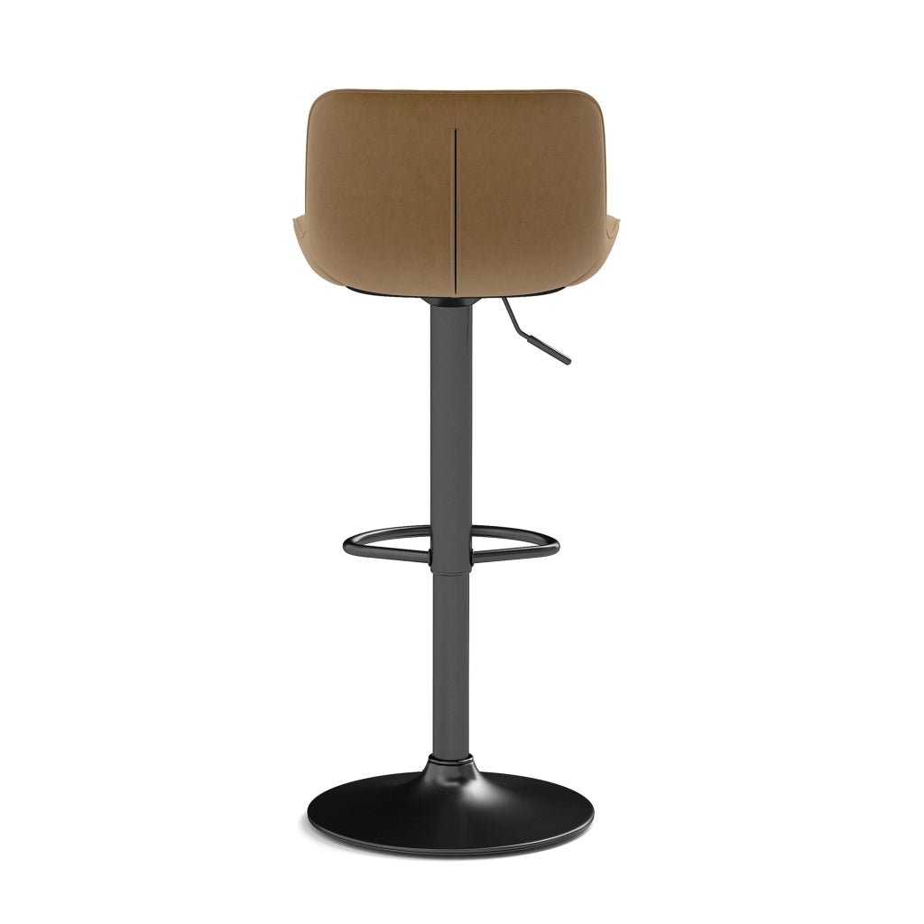 Set di 4 Sgabelli da Bar Regolabili in Altezza con Schienale e Seduta Girevole; Ferro; Metallo; Legno e Velluto; Marrone