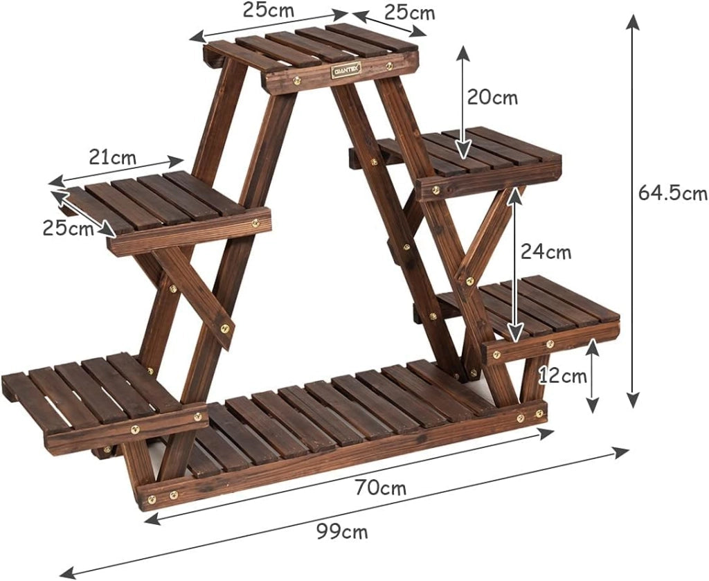 GIANTEX Scaffale Portapiante, Supporto per Fiori a 6 Ripiani in Legno, con Design Multifunzionale per Piante Libri e Decorazioni, da Esterno e Interno, Come Giardino, Balcone, Salotto (99x25x64,5cm)