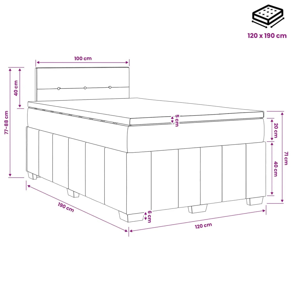 Letto box spring con materasso Marrone Scuro 120 x 190 cm 3451167