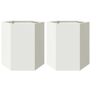 Fioriera aiuola rialzata fioriera aiuola giardino terrazza set da 2 esagonale 46 x 40 x 45 cm acciaio bianco 02_0039073