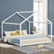 Letto per Cameretta 'Cerro' a Forma di Casetta 180 x 200 cm Legno di Pino Bianco [en.casa]