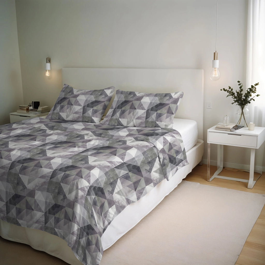 Copripiumino Singolo con Stampa sul Sacco e Federa Linea River Sepik Grey