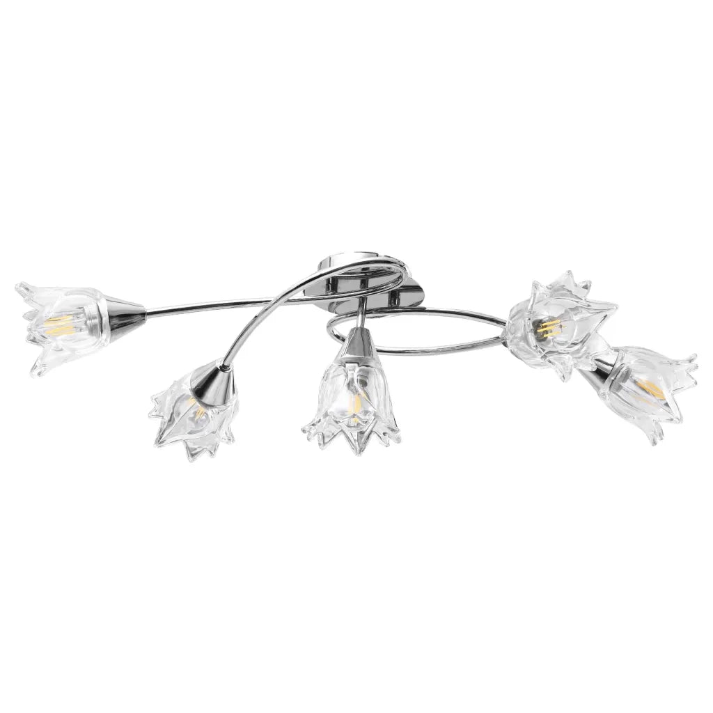 Lampadario con Paralumi in Vetro per 5 Lampadine E14 Tulipano CFW3406562