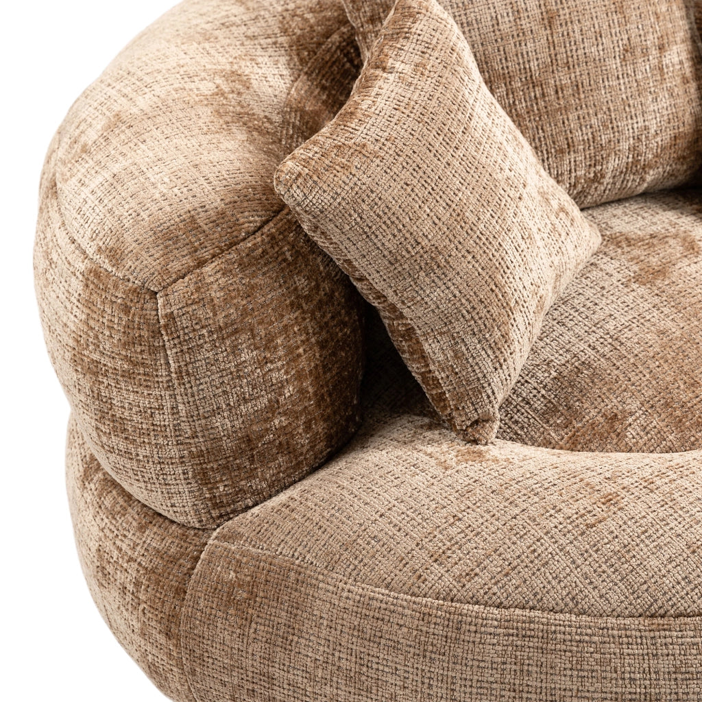 Poltrona pouf lounge con schienale alto e braccioli, seduta da pavimento gaming in ciniglia Caffe 108 × 108 × 52 cm
