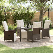 Set da Pranzo per Giardino con cuscino 5 pcs Marrone polyrattan 3379571