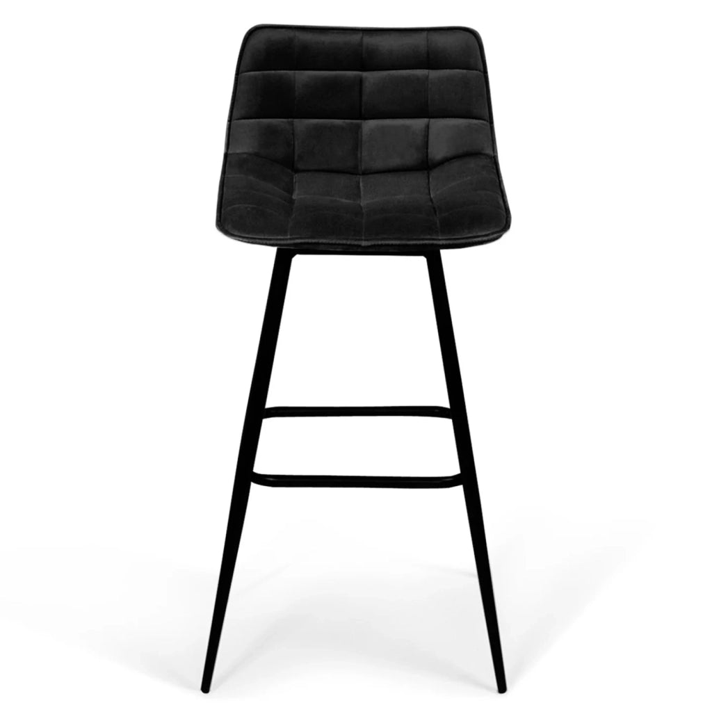 IDMarket - Set di 2 sgabelli da bar MADY in velluto nero