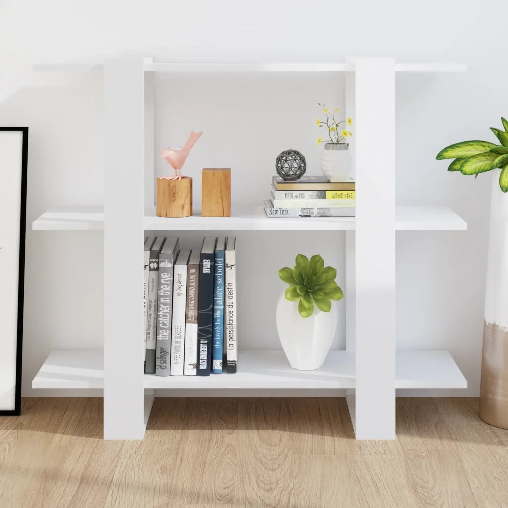 Libreria Divisorio-Scaffale per Libri-Mobile di Stoccaggio Bianco Lucido 100x30x87 cm