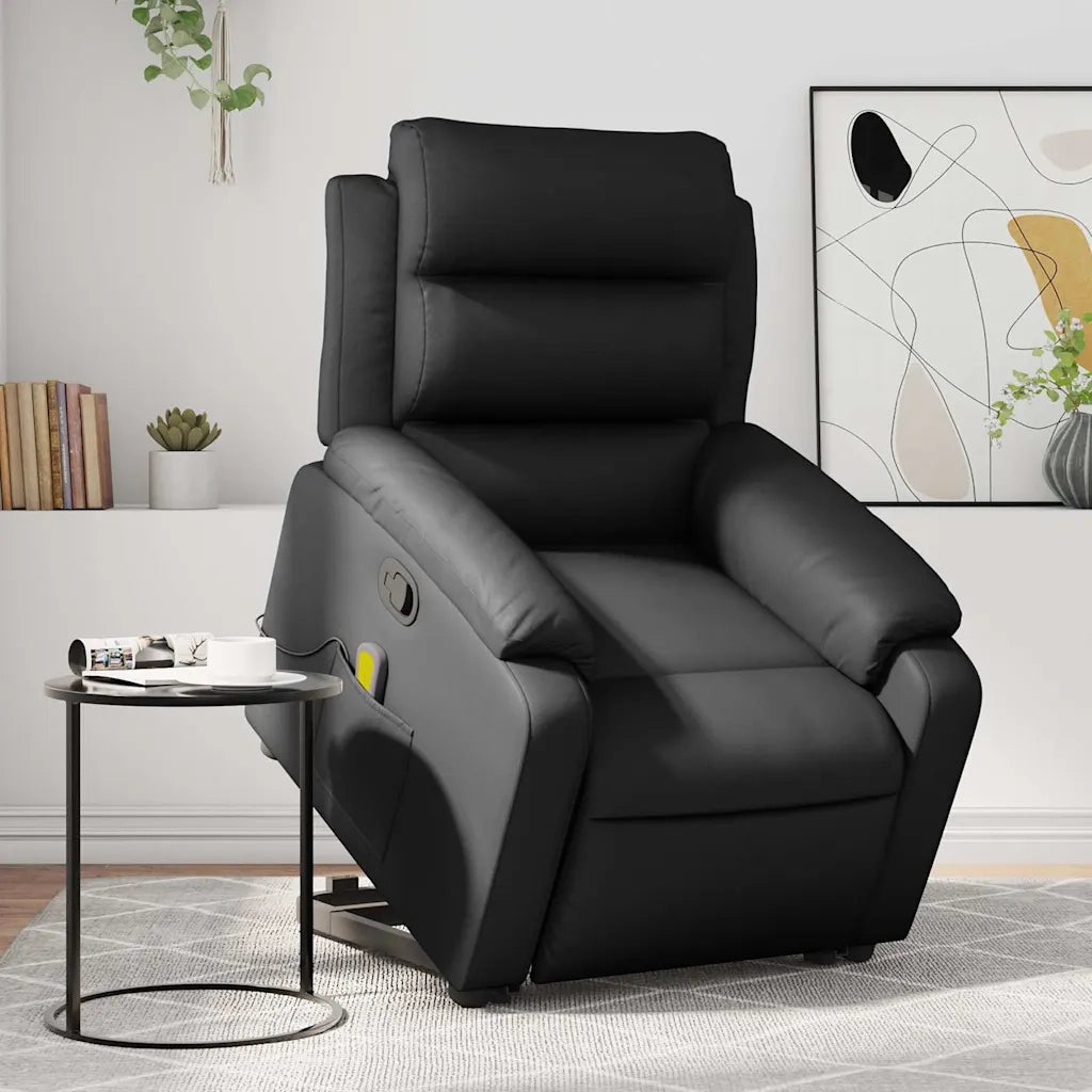 Poltrona | Sedia Relax Alzapersona Reclinabile Massaggio Nero Similpelle