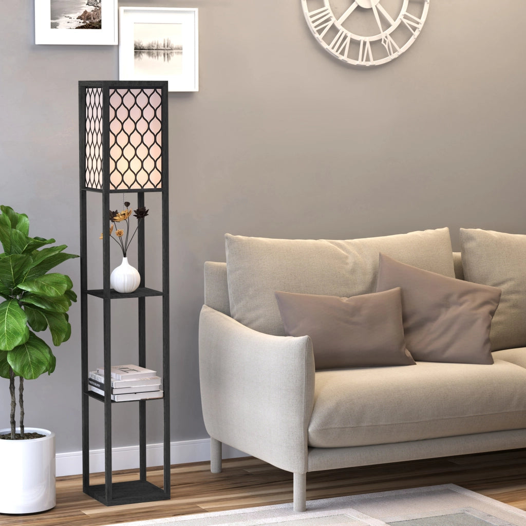 Lampada scaffale ¨C zephmum ¨C MDF nero 4 livelli 26x26x160 cm