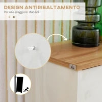 Mobile Scarpiera Salvaspazio in Truciolato con 3 Cassetti e 2 Ripiani Interni Regolabili, 70x23.5x122 cm, Bianco