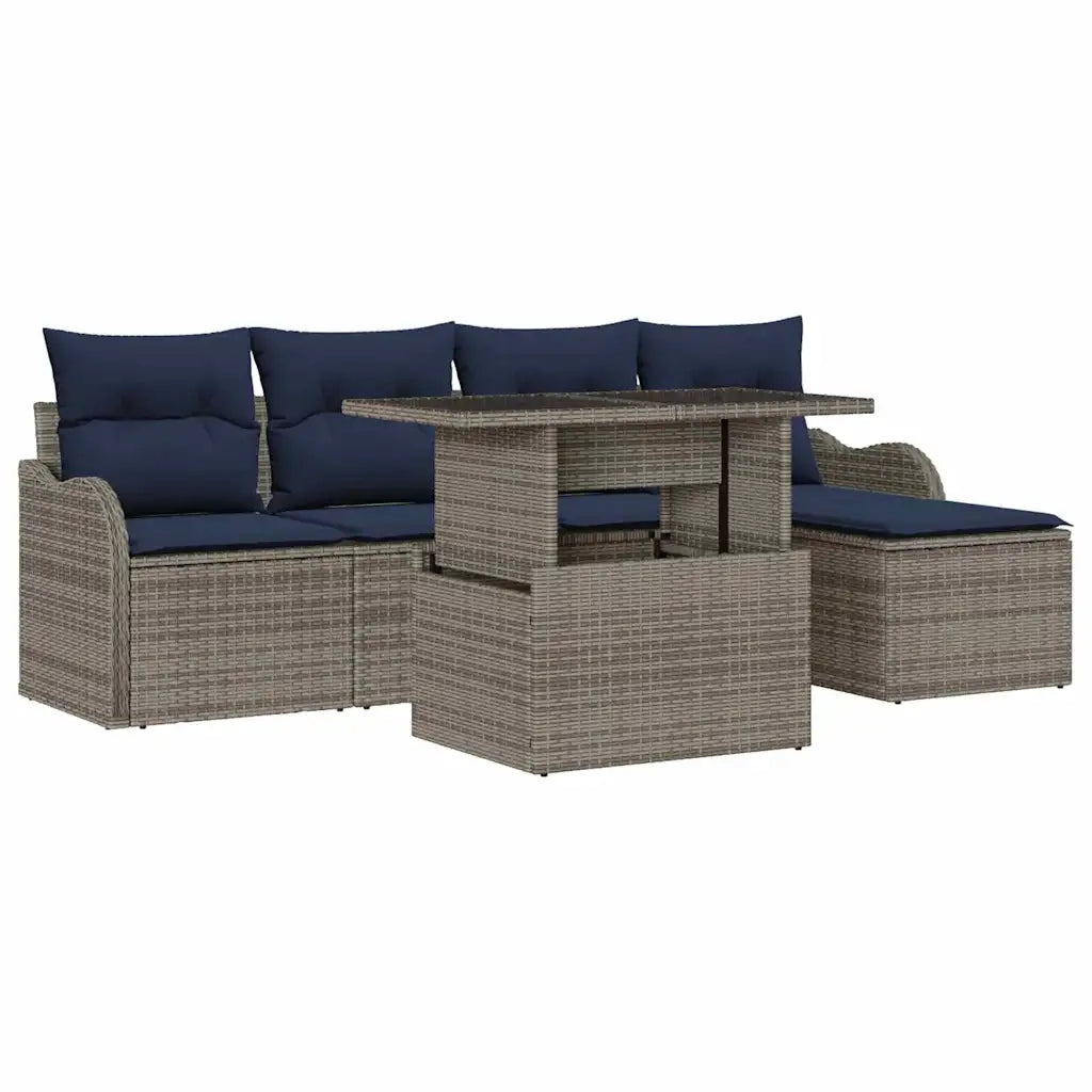 Set Divano da Giardino 6 pz Grigio polyrattan 3348451