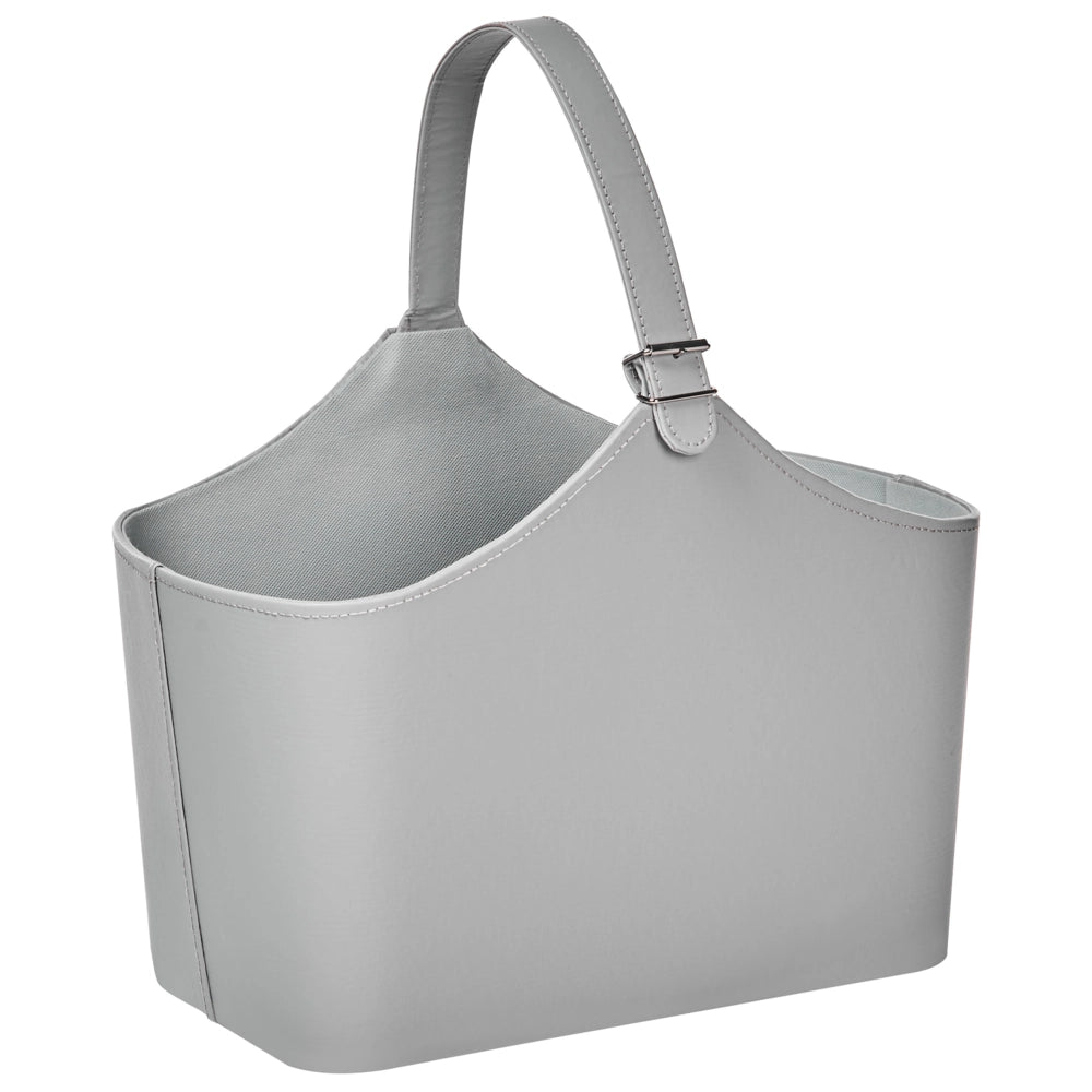 Cestino portaoggetti in ecopelle grigio fatto a mano con maniglie Portariviste tradizionale Design Rustico