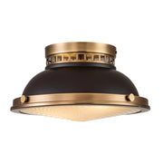Plafoniera vintage rotonda 32,4cm 2xE27 bronzo Amelia Hinkley