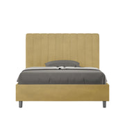Letto imbottito 1 piazza e mezza 120x210 cm Agueda - Contenitore,Microfibra,Ocra