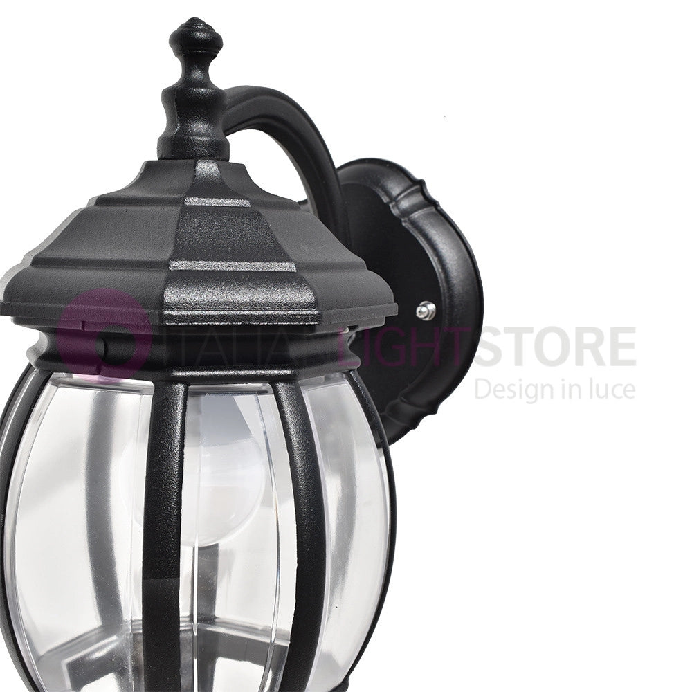 ENEA Applique Lanterna a Parete in Alluminio Applique per Esterno Classica NERO GARDENLIGHT