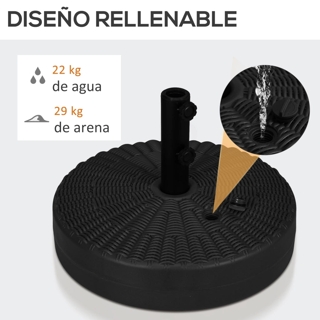 Sostegno Parasol con Riempiemento Acqua o Sabbia ¨C zephmum ¨C ?51x36 cm per Pali ?38/48 mm