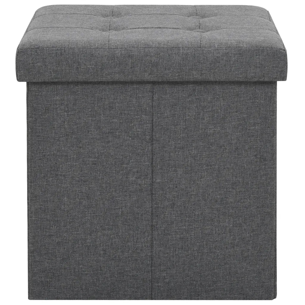 Pouf Pieghevoli con Contenitore 2pz Grigio Scuro in Simil Lino 247079