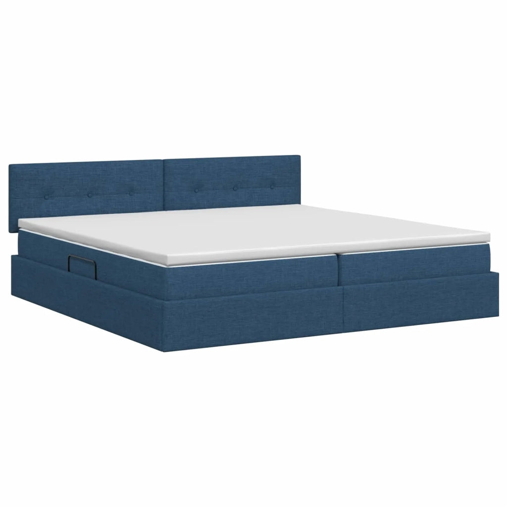Letto con contenitore e materasso Blu 200 x 200 cm Velluto 3458648
