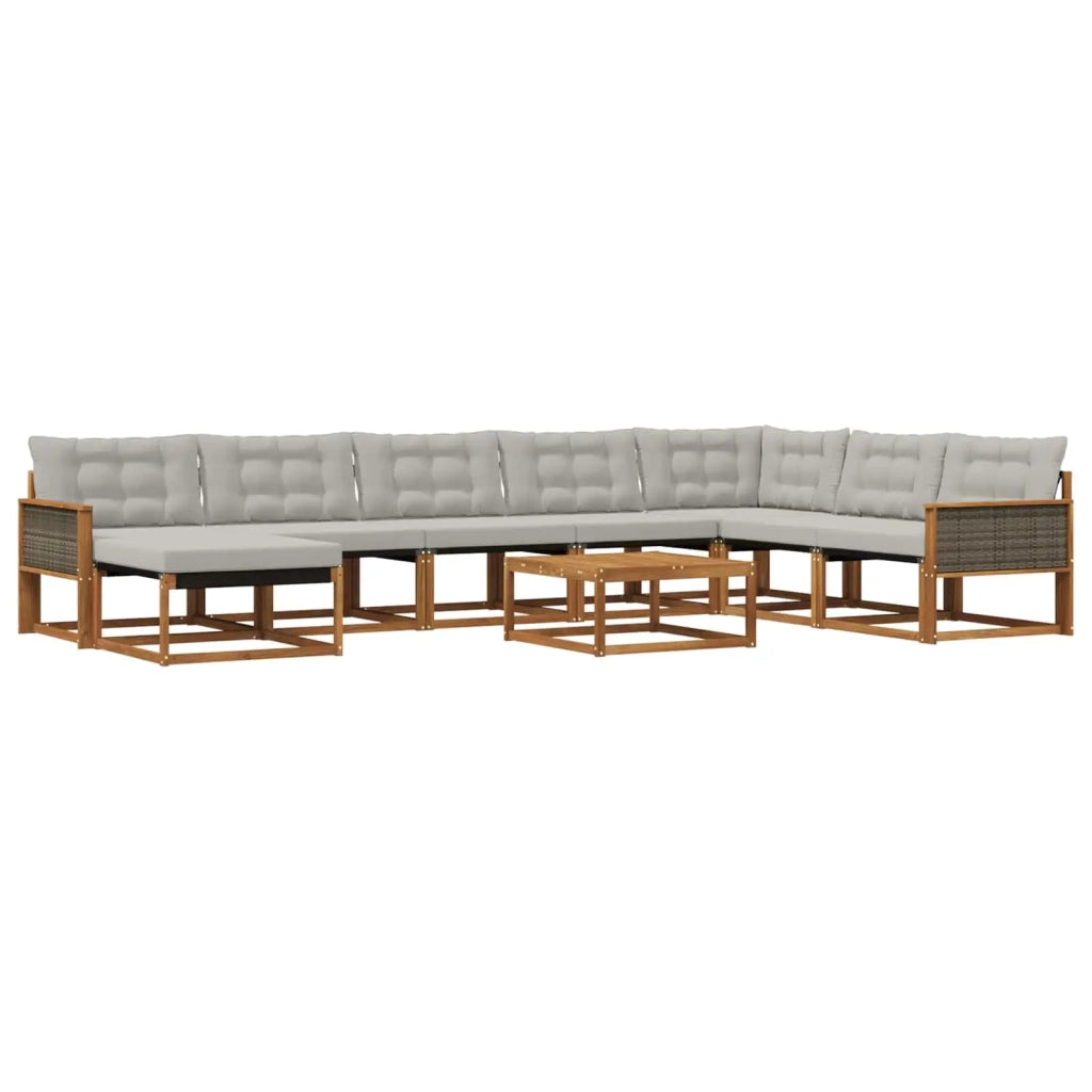Set di divani da esterno 9 pcs Naturale e Grigio Chiaro 3381627