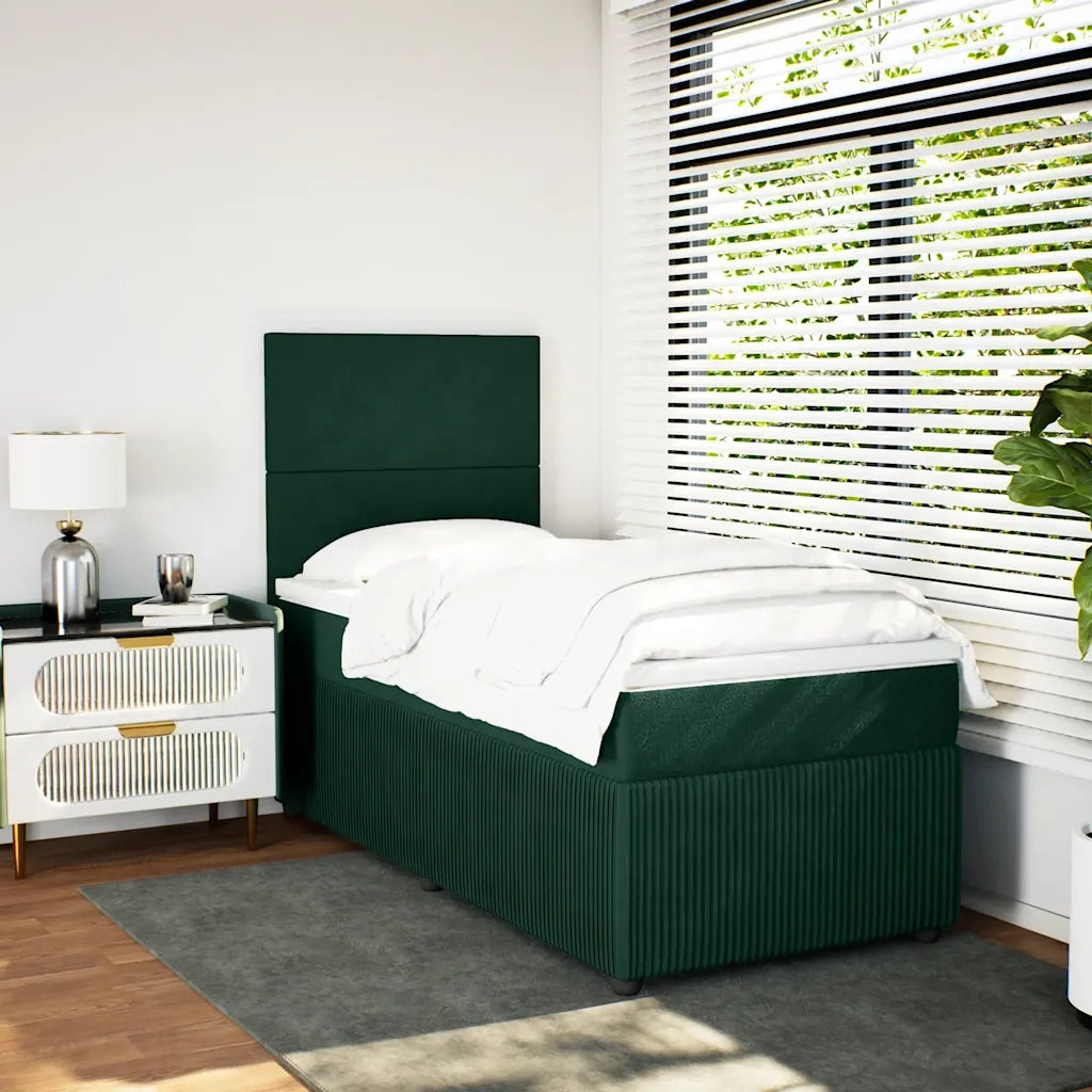 Giroletto a Molle con Materasso Verde Scuro 90x190 cm Velluto 3294511