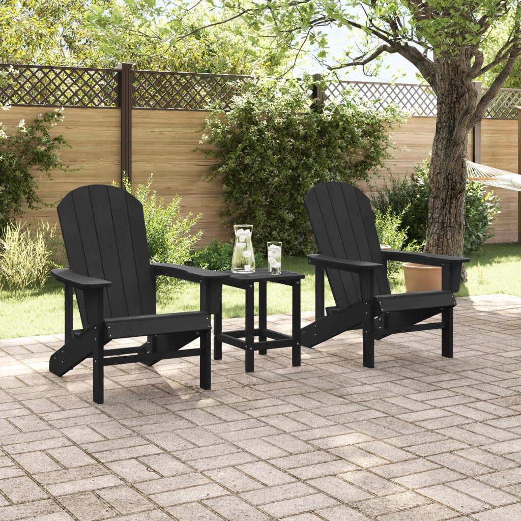 Set da Giardino in 3 Pezzi Nero HDPE