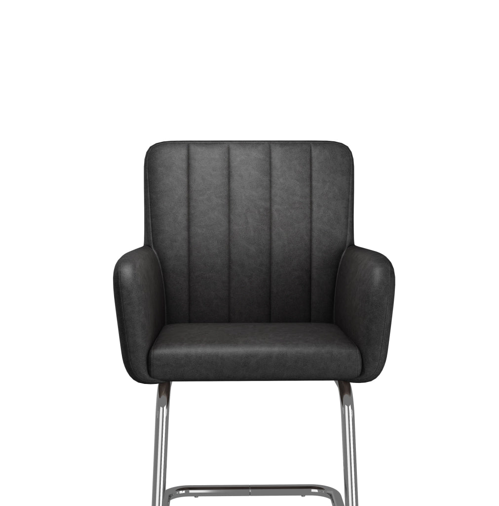 Set di 4 sedie da pranzo in ecopelle nera con gambe a Z