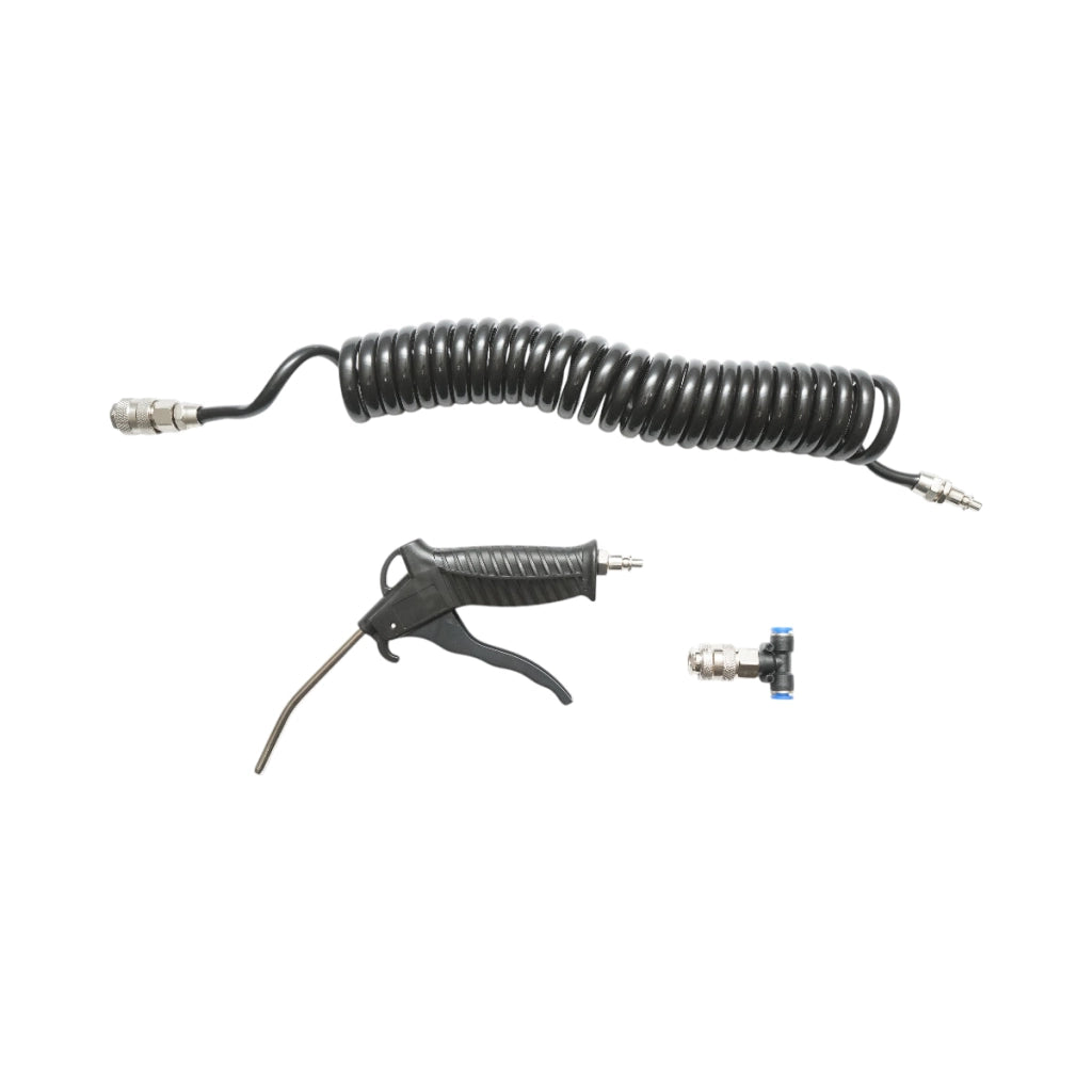 Pistola di soffiaggio ad aria compressa con ugello da 120 mm, tubo a spirale in PU da 5 m e connettore rapido a T