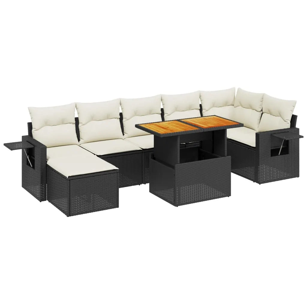 Set Divani da Giardino con Cuscini 8 pz Nero in Polyrattan 3275709