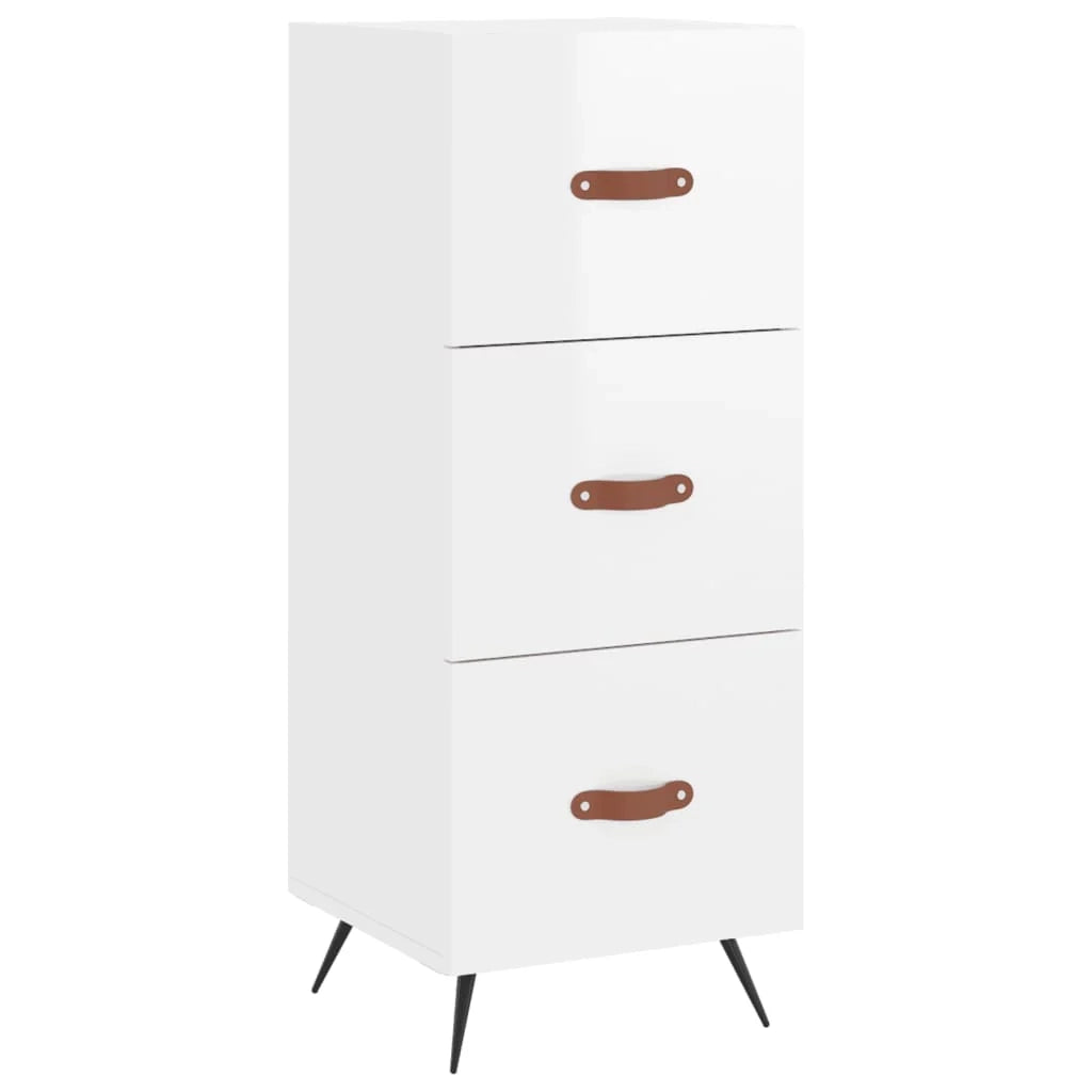 Buffet credenza cassettiera mobiletto mobile contenitore organizer cucina soggiorno lucido 34,5 x 34 x 180 cm legno ingegnerizzato bianco 02_0032797
