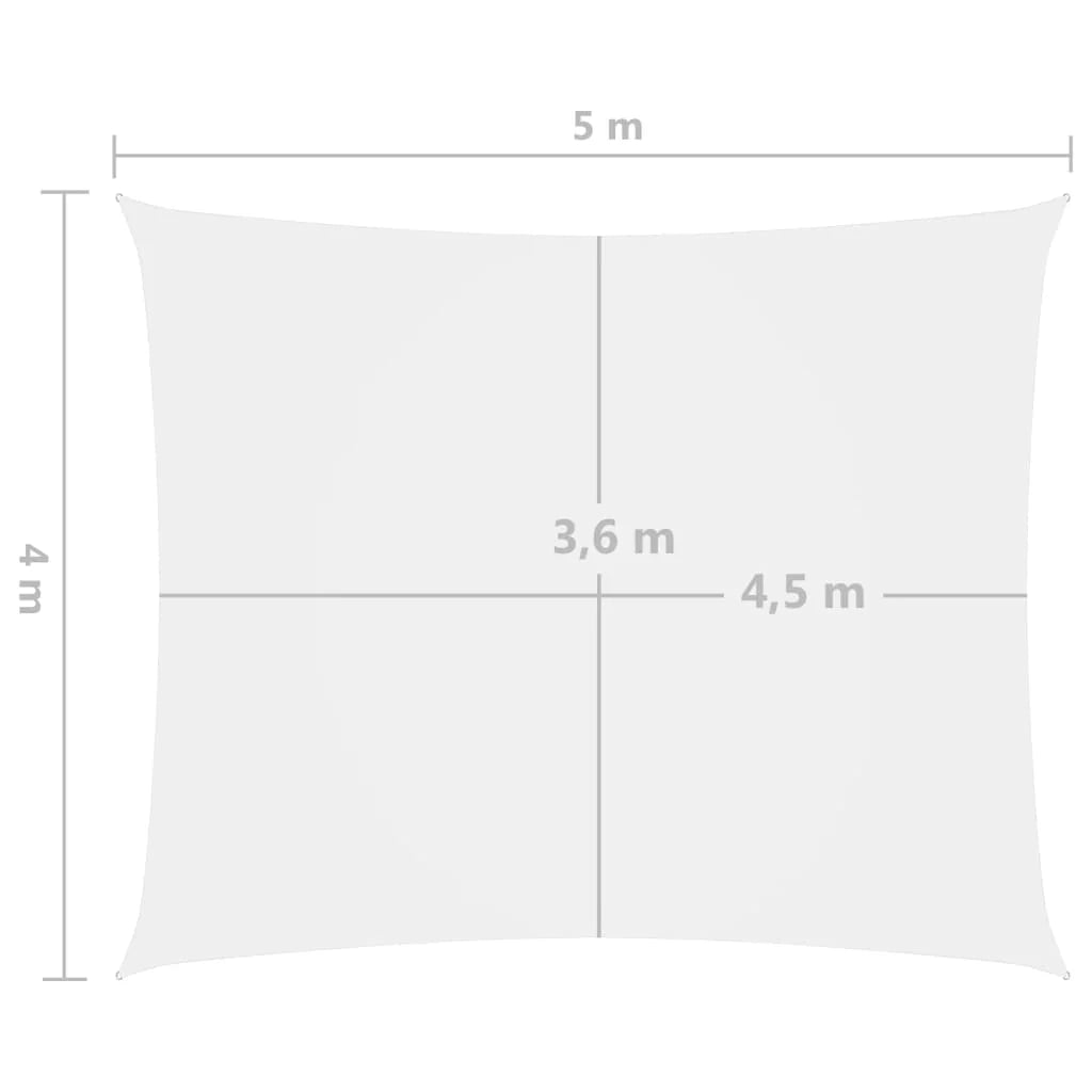 Vela ombreggiante/ombrellone rettangolare 4 x 5 m in tessuto Oxford bianco 02_0009693