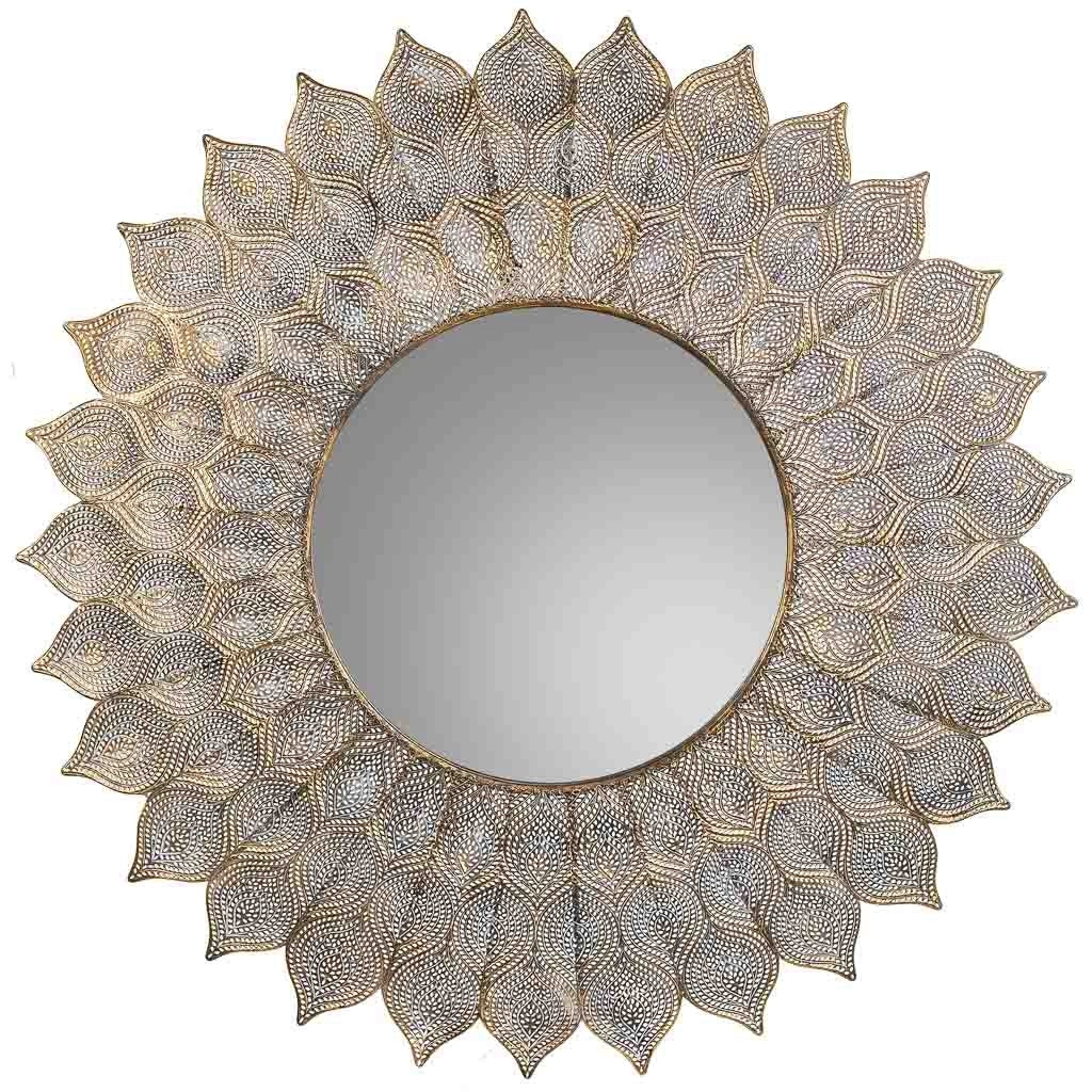 Specchio da parete in metallo dorato 90x4x90h