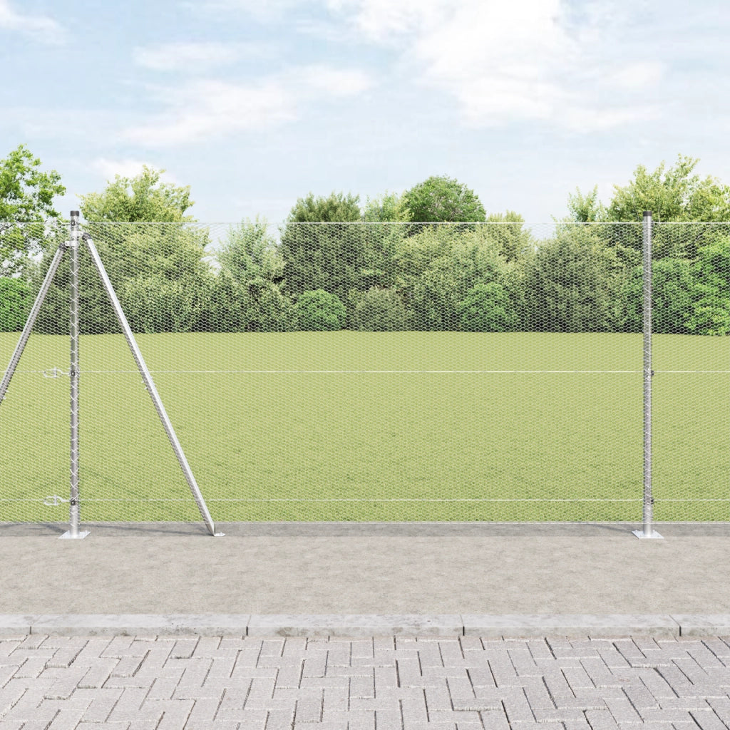 Set di Recinzione Set di 2 Acciaio Zincato 25 x 1.2 m Durevole