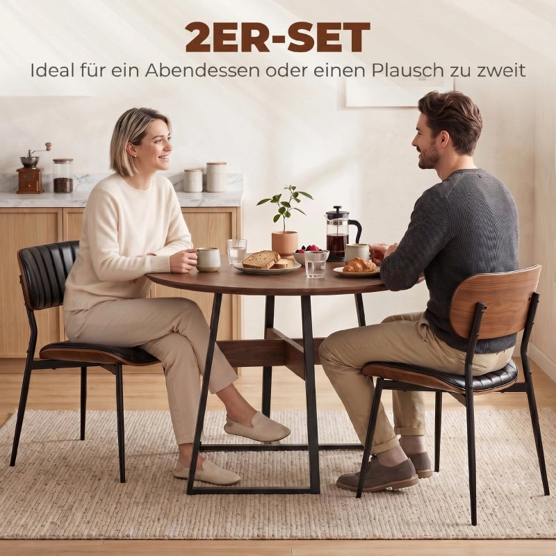 SEDIA Imbottita Set da 2 pezzi 49,5 x 49,5 x 80 cm Nero PU