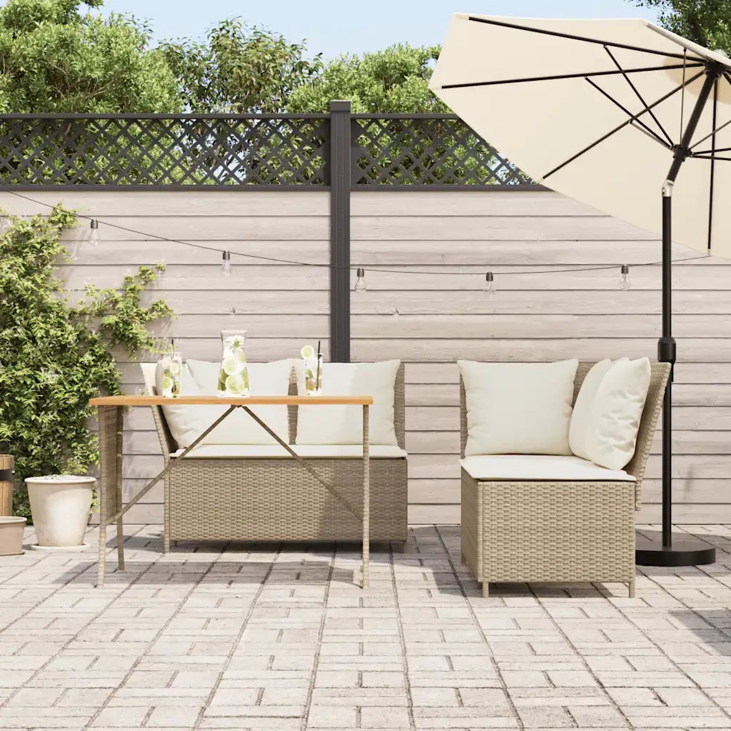 Set Divano da Giardino 3 pz con Cuscini Beige in Polyrattan 3365344
