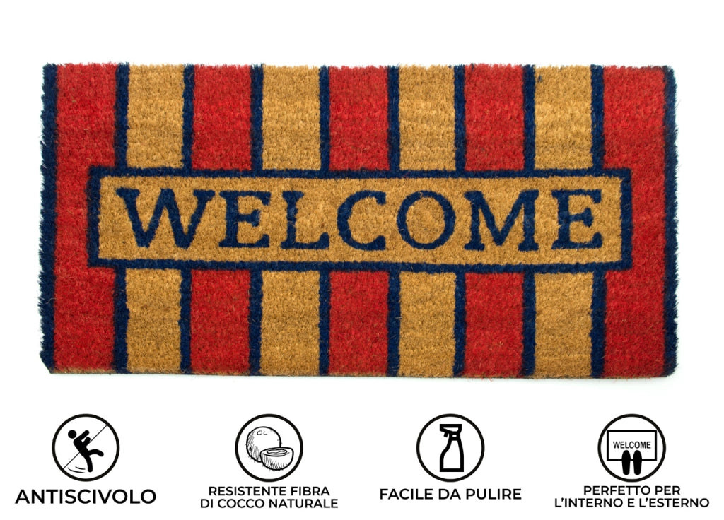 Zerbino Entrata Ingresso Esterno Antiscivolo Cocco Allegro Welcome Giallo Rosso