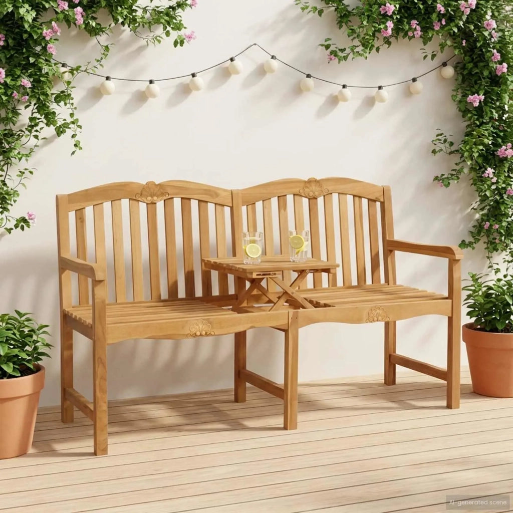 Panchina in legno intagliata a mano Naturale 155 x 60 x 94 cm