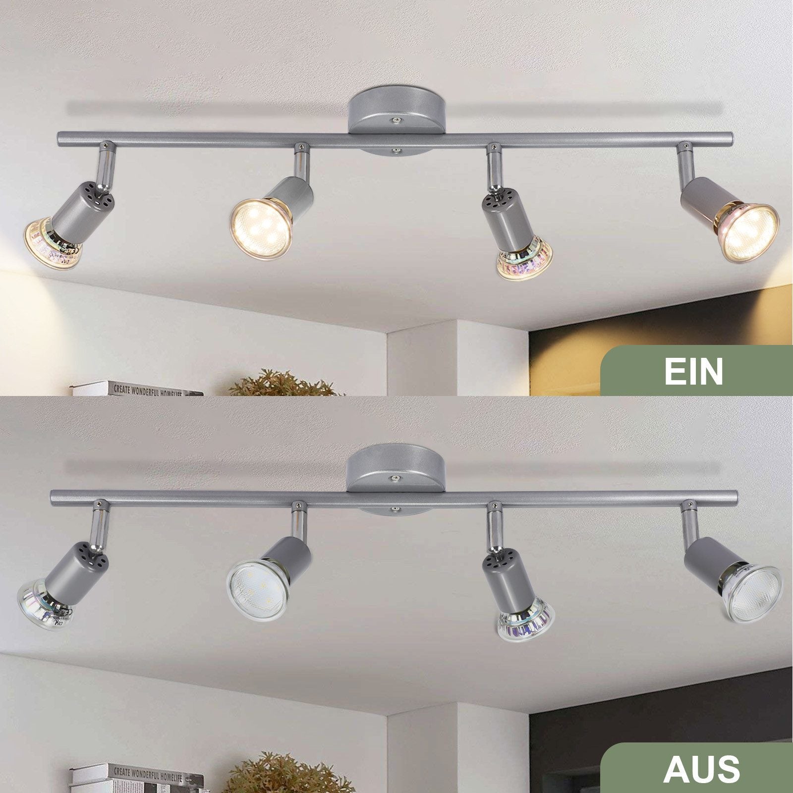 ZMH Faretto da soffitto 4 fiamme GU10 moderni per corridoio con lampadine incluse