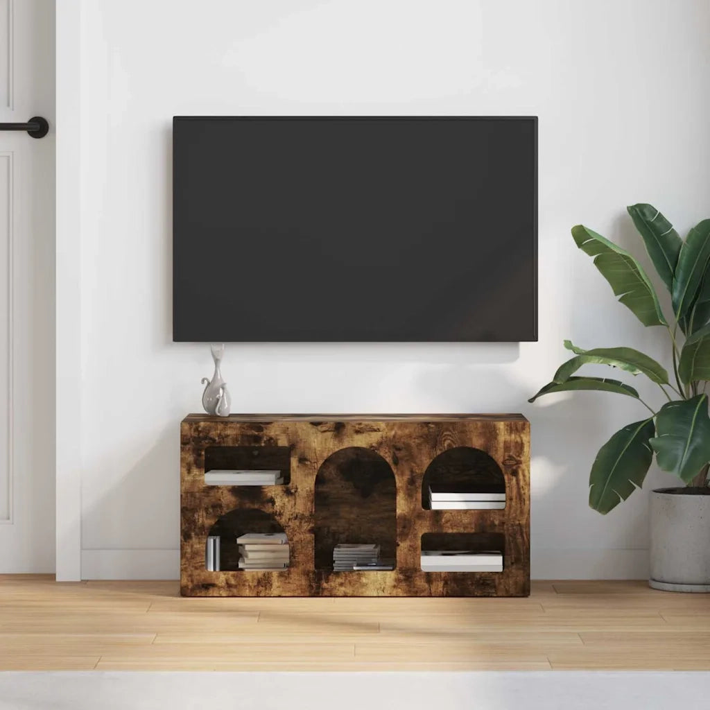 Mobile TV ELST 80 x 35 x 40 cm Rovere fumé Legno ingegnerizzato 891279