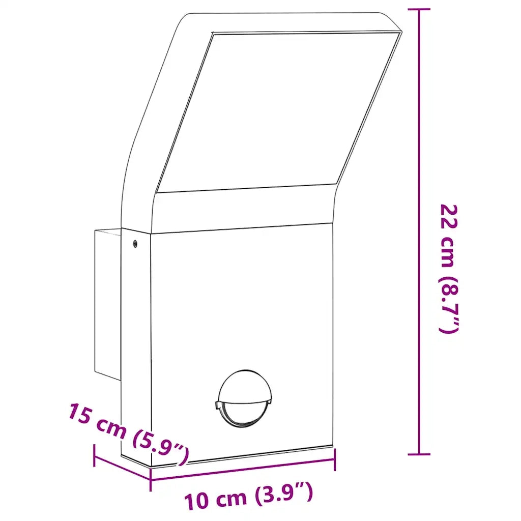 Applique con LED e Sensore Nera in Alluminio Pressofuso CFW4514061