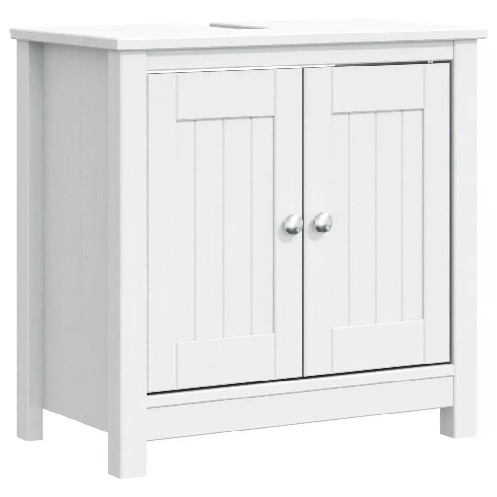 Mobile Lavabo da Bagno BERG Bianco 60x34x59 cm Massello Pino 358552