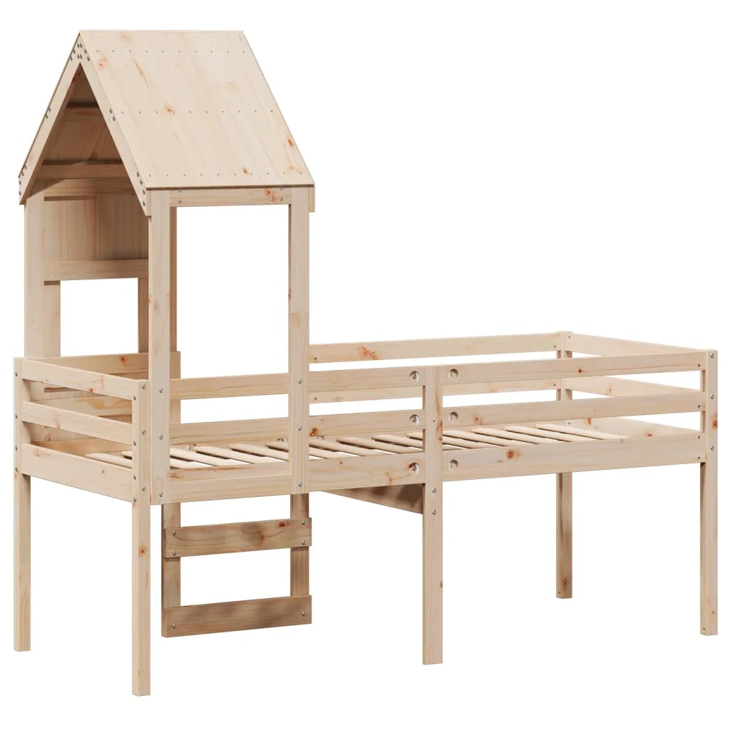 vidaXL Letto a Soppalco con Tetto 90x190 cm Legno Massello di Pino