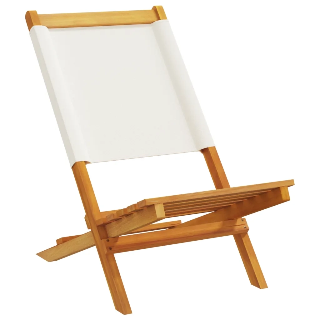 Sedie da Giardino Pieghevoli 4pz Bianco Crema Tessuto e Legno 3214637