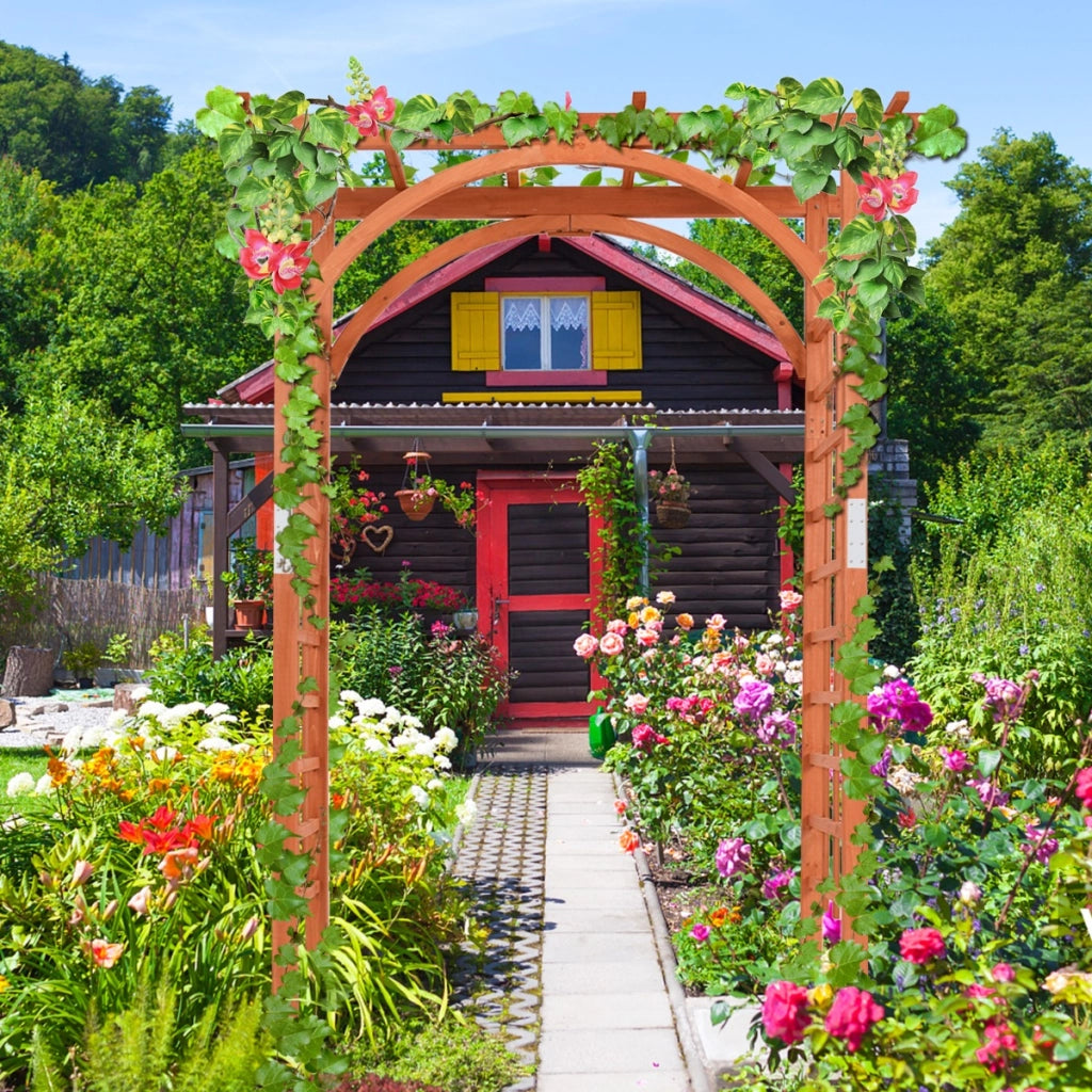Arco di legno massiccio per piante rampicanti, Pergola  elegante per la decorazione del giardino per matrimoni-Decorazioni da giardino