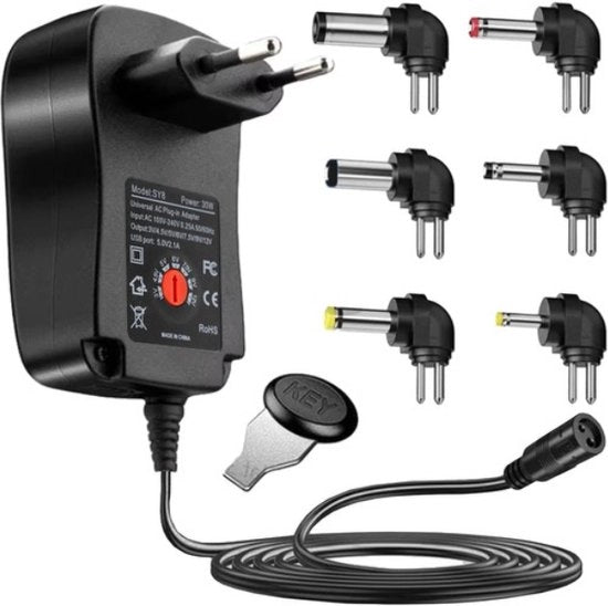 Adattatore universale di alimentazione AC con porta USB - 3V / 4.5V / 5V / 6V / 7.5V / 9V / 12V - 6 presse |

Modello: 6A-USB-7.5V-12V