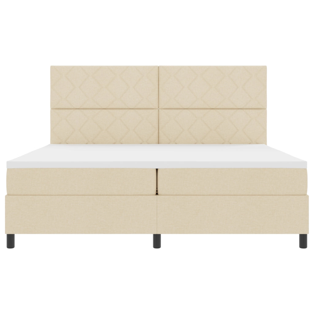 Letto box spring con materasso crema 200x200 cm in tessuto