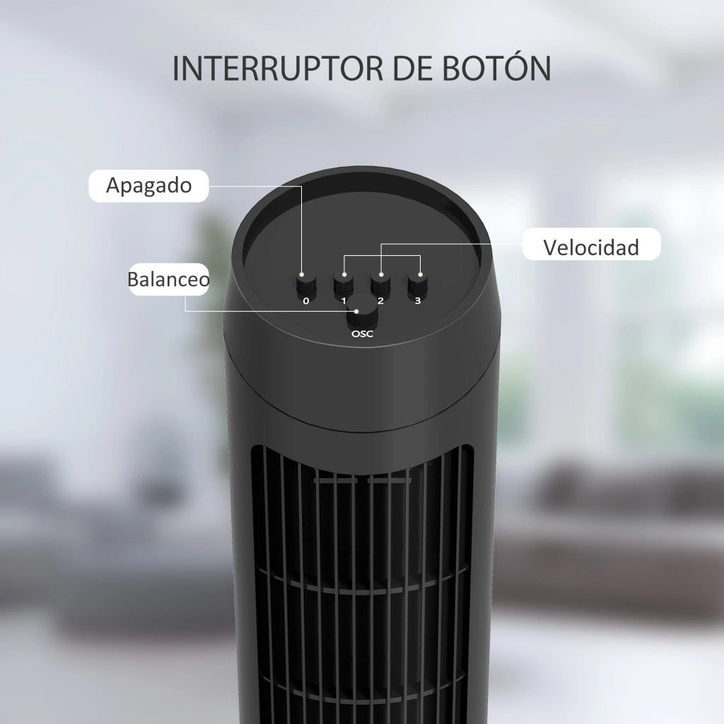 Ventilatore a Torre 45W Silenzioso ¨C zephmum ¨C Nero 27x75 cm