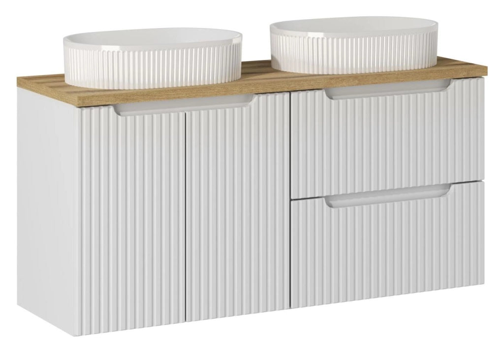 Set mobili bagno 120 cm con lavabi da appoggio Nova White 120 x 1401 x 1401 cm