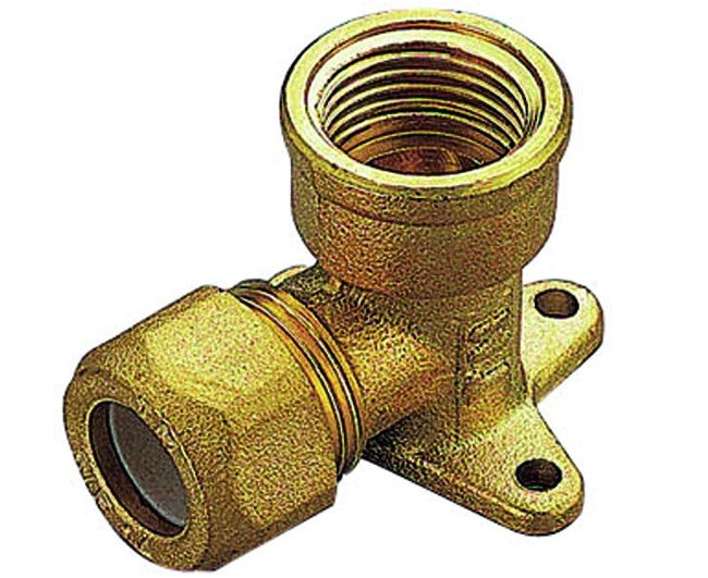 RACCORDO CURVO FEMMINA FLANGIATO CON OGIVA IN PTFE PER TUBO RAME MODELLO 1200 1/2 ø12   TIEMME RACCORDERIE SPA