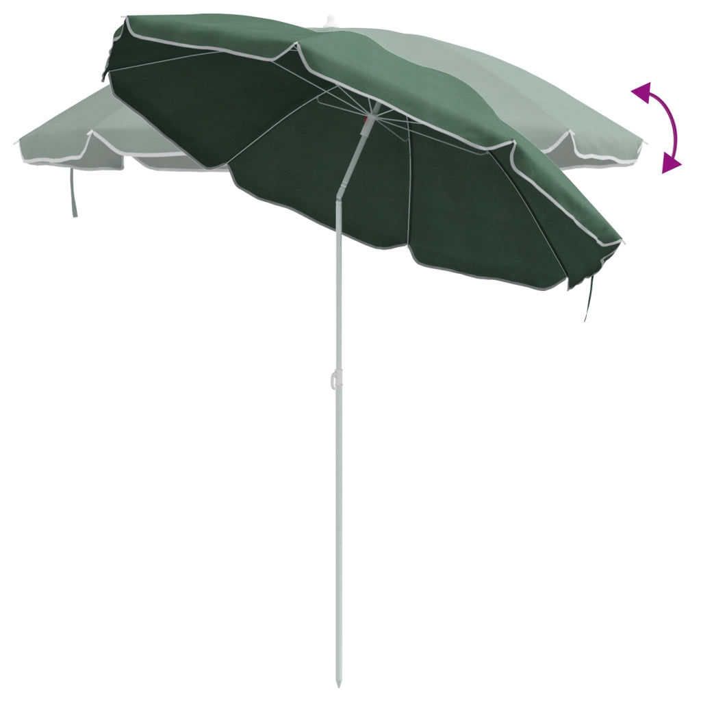 ombrellone da spiaggia  con palo in metallo verde 161x193 cm in poliestere